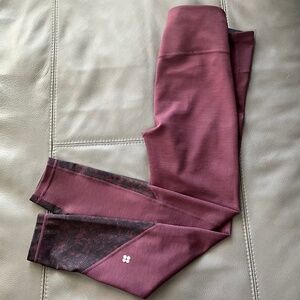 NWOT Sweaty Betty Burgundy Black Rose Super Sculpt 7/8 Leggings Gym Sleek M